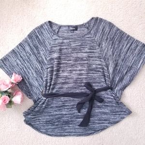 Iz Byer Grey Formal Batwing Flowy Shirt Waist Belt